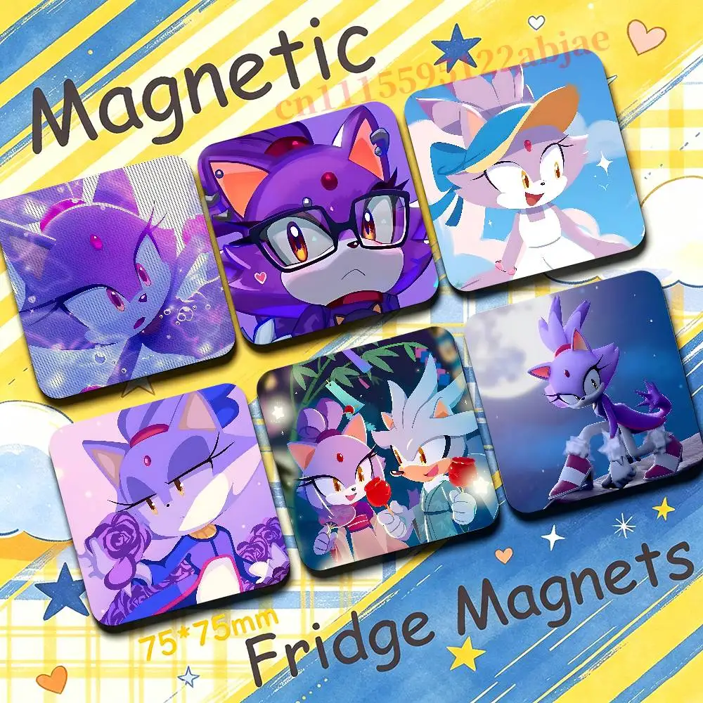 B-Blaze the Cat 75mm Square Cute Fridge Magnet Refrigerator Magnet Apartment Decor Gift For Friends Collection