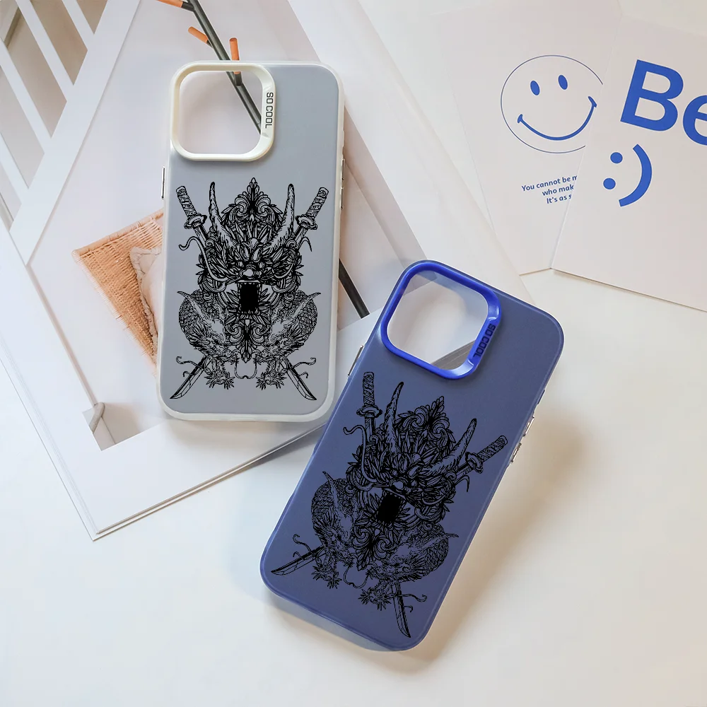 

Tattoo Art Sword Dargon Phone Case For iPhone 16 Pro Max 15 14 13 12 11 Plus Aurora Laser Shockproof Funda Anti Fall Matte Back