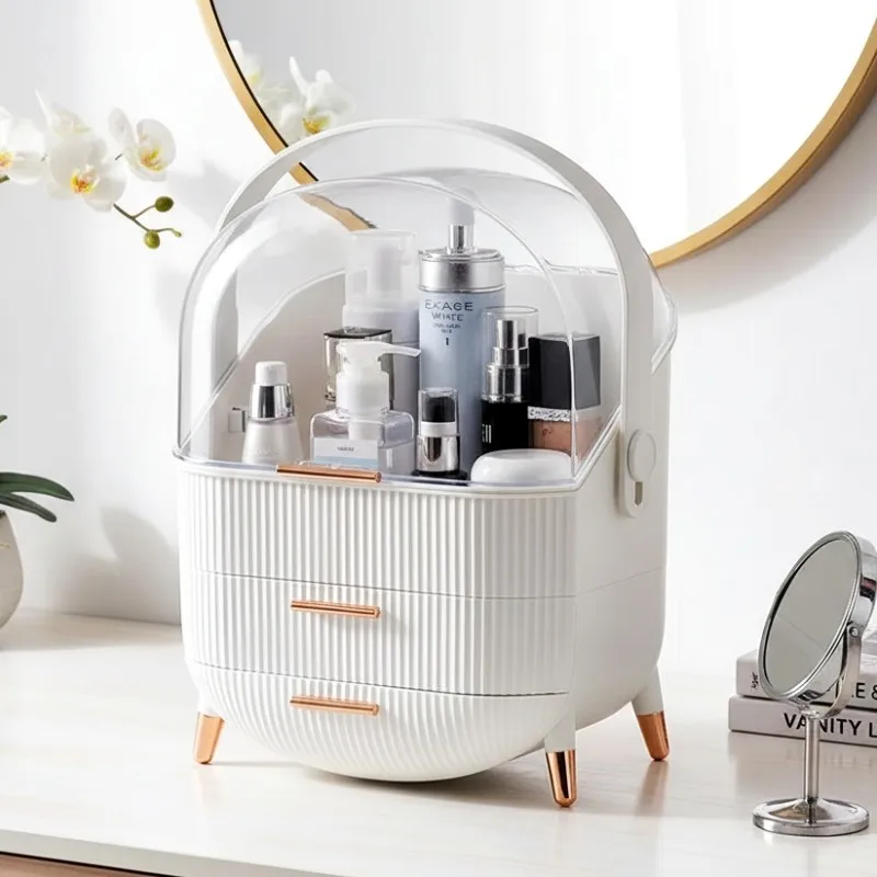 Make-up-Organizer für Badezimmer, große Kosmetik-Kosmetikkoffer, 2 Schubladen, Hautpflege-Aufbewahrung, Heim-Hautpflege, Make-up-Aufbewahrungsschublade