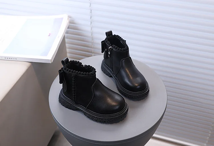 Herbst Mädchen Stiefeletten mit Rückenschleife Kinder Kurzstiefel Weiche Sohle 2026 Neue Mädchen Prinzessinnen-Lederstiefel mit Seitenreißverschluss – Detail 18