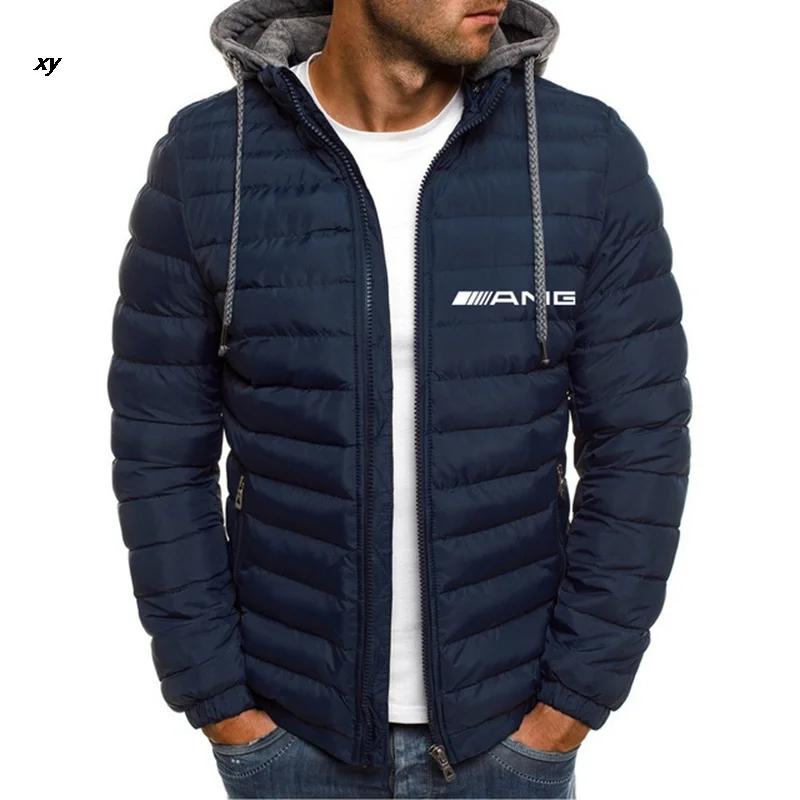 New 2024 Zipper Casual Men\'s Brand Coat Warm Thick Comfort Applique Jacket Casual Hooded Coat Brand Clothing