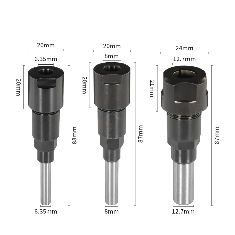 YUSUN 6.35MM 8MM 12.7MM Shank Tapered Shank Adapted Router Bit Woodworking Milling Cutter For Wood Bit Face Mill