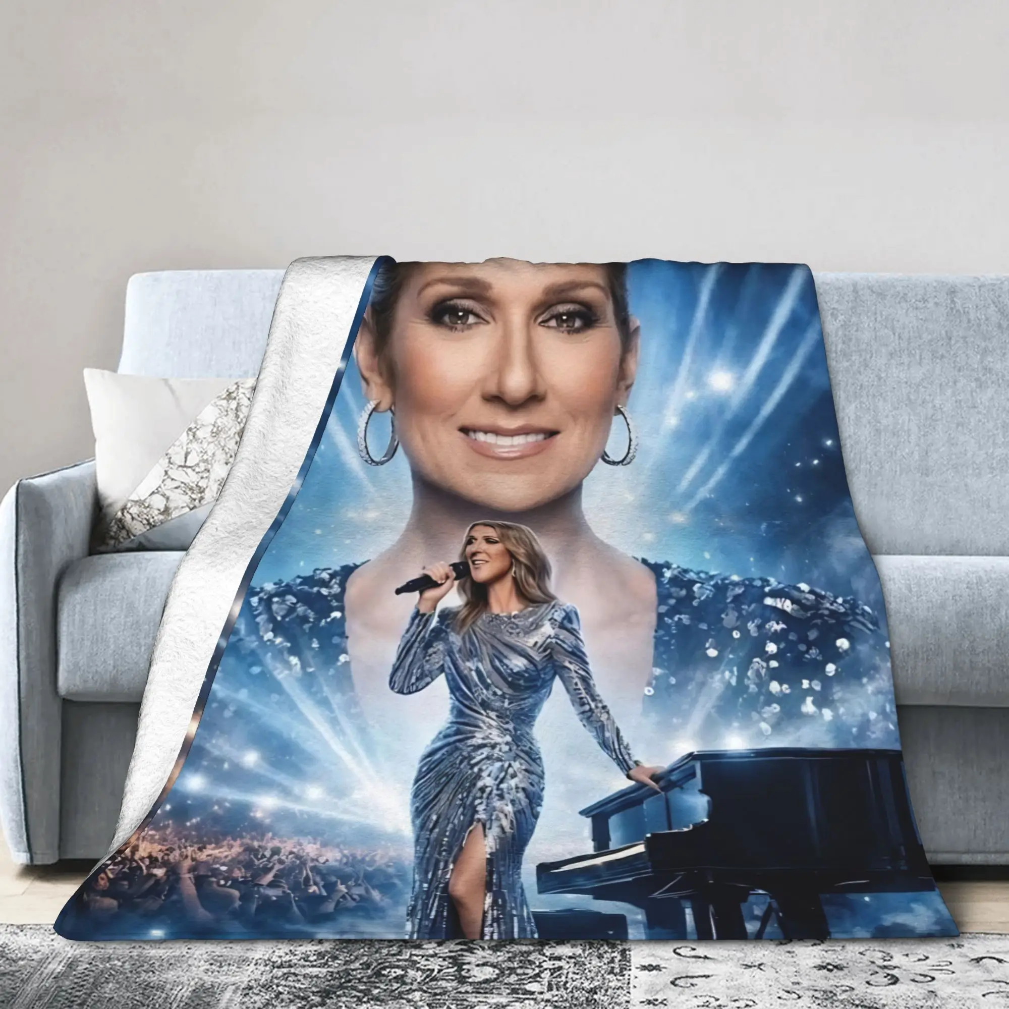 Celines Dion 2026 Paris Tour Blanket Music Fleece Awesome Breathable Throw Blankets for Bedding Lounge Summer