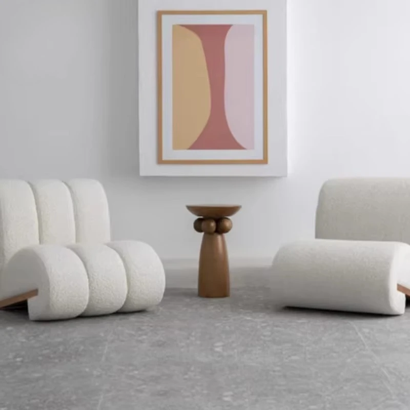 

Modern style light luxury designer lamb wool casual sofa chair, suitable for living room balcony leisure