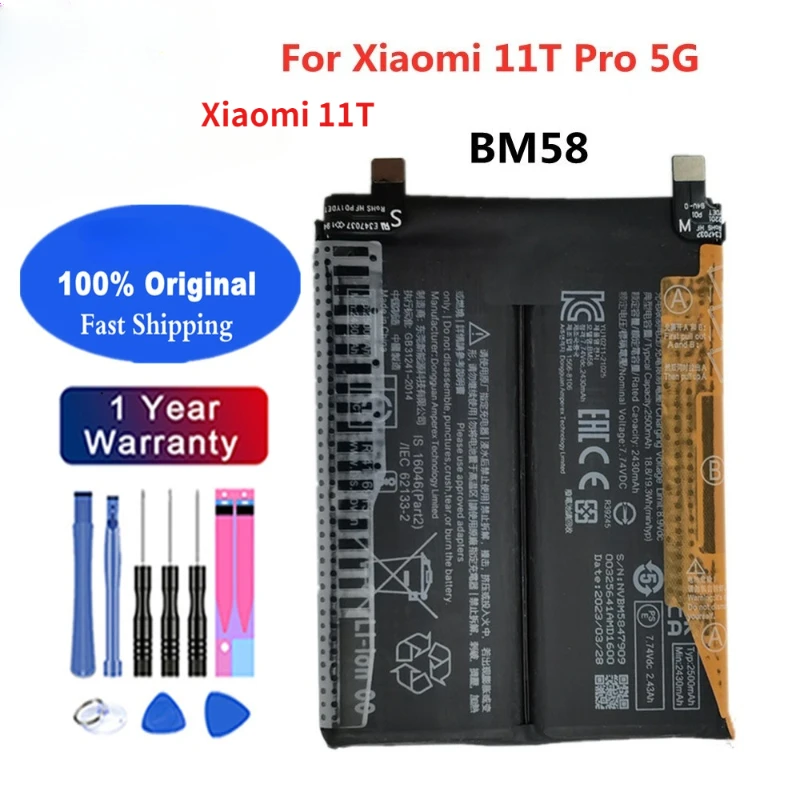 

Xiao mi Original Battery For Xiaomi 11T Pro 5G 11TPro BM58 Phone Battery 5000mAh Replacement Batteries In Stock