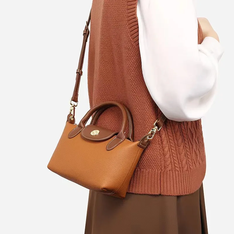 Lady Genuine Leather Handbag Mini Bag Hobos Soft Messenger Bag Lychee Pattern Crossbody Bag