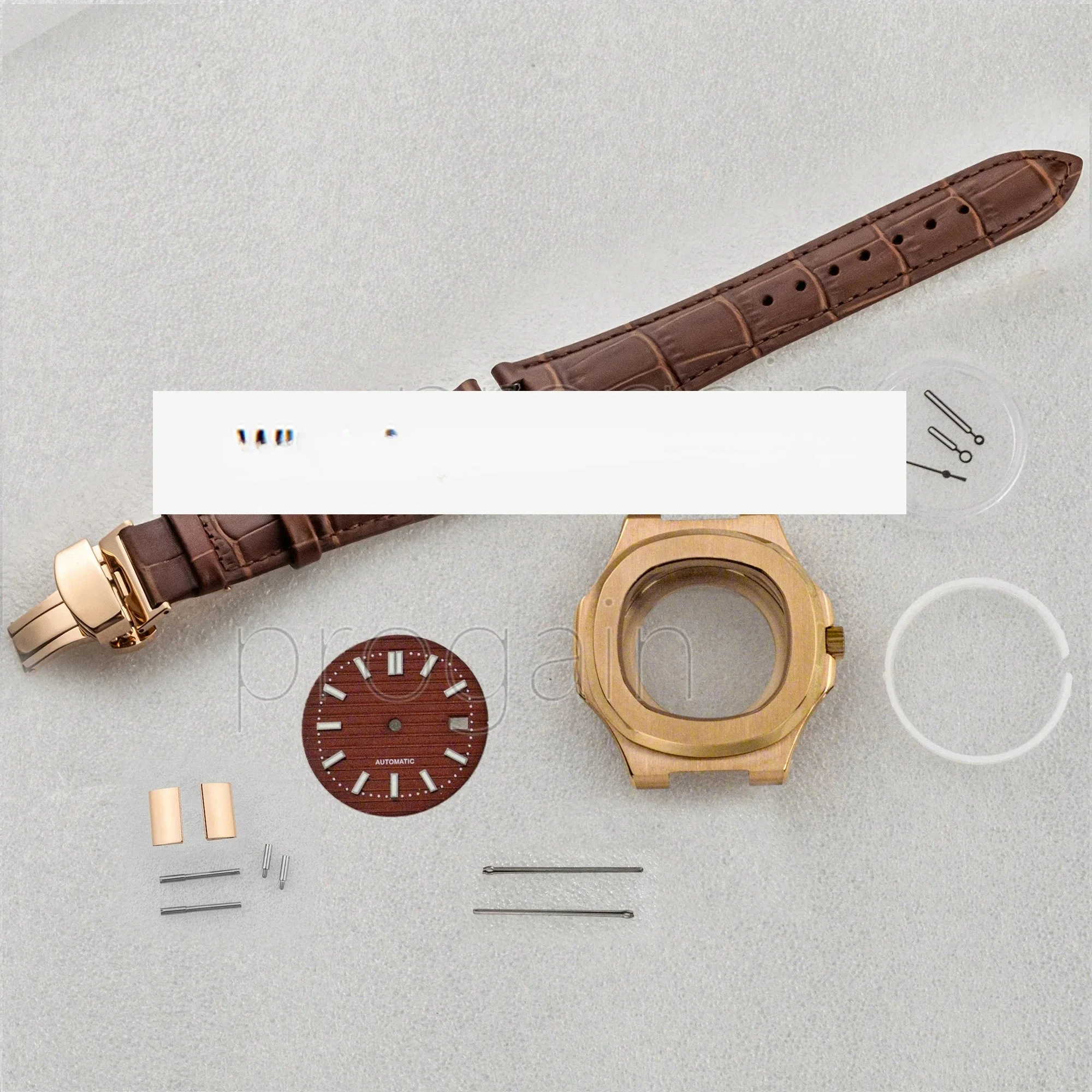 

41mm NH35 Case Genuine Leather Strap 316L Stainless Steel Watch Case Waterproof Case Fit Nautilus NH35 Movement Parts