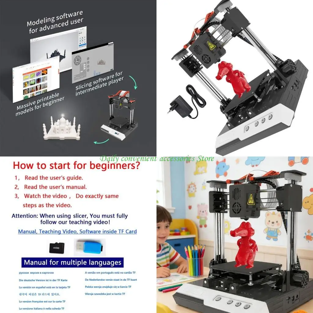 

97QB Efficient Desktop 3D Printer Fast Printing Speed High Accuracy for Complex Designs 100x100x100mm Build volumes 220V Black