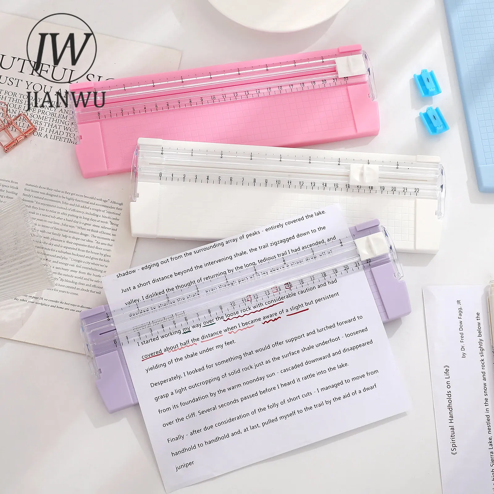 JIANWU Cute Multifunction Journal Paper Cutter DIY Student Handmade A5 Bidirectional Cutter Knife Art Tool Stationery Supplies