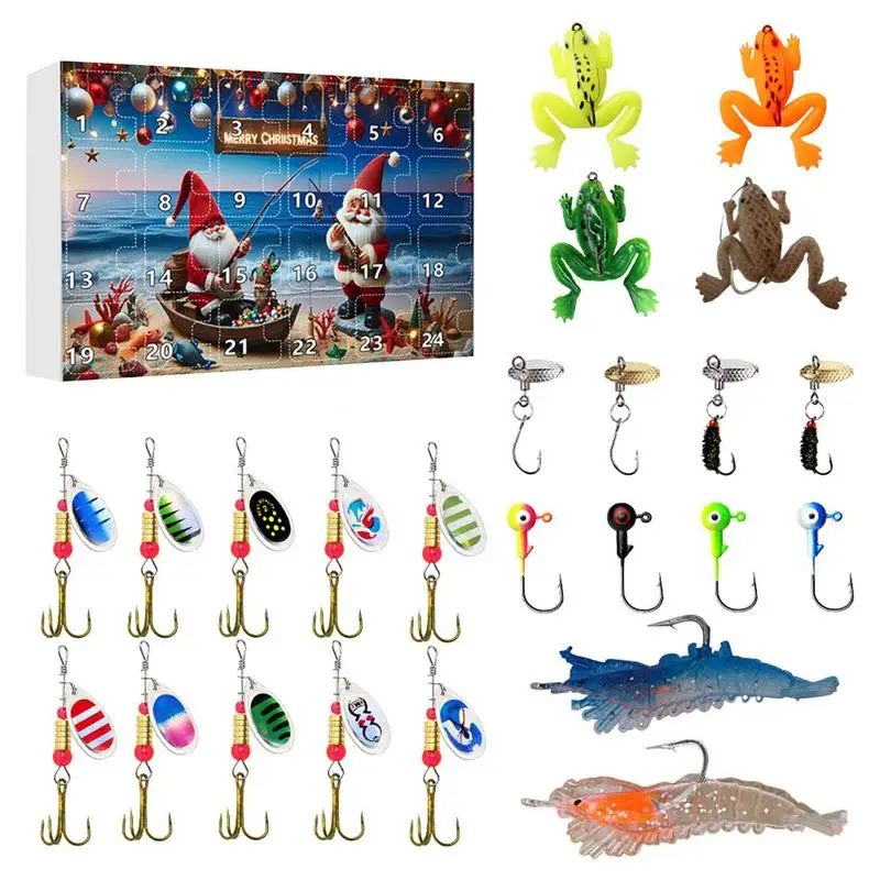 

Christmas Countdown Fish Tackle Set Fishing Lure Advent Calendar 2024 For Adult Men Teen Boys Gift for Christmas Husband Friend