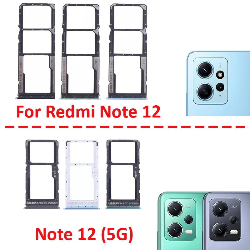 

Phone SIM Card Tray Slot For Xiaomi Redmi Note 12 5G New SIM Chip Micro SD Card Holder Reader Blue Black For Redmi Note 12s