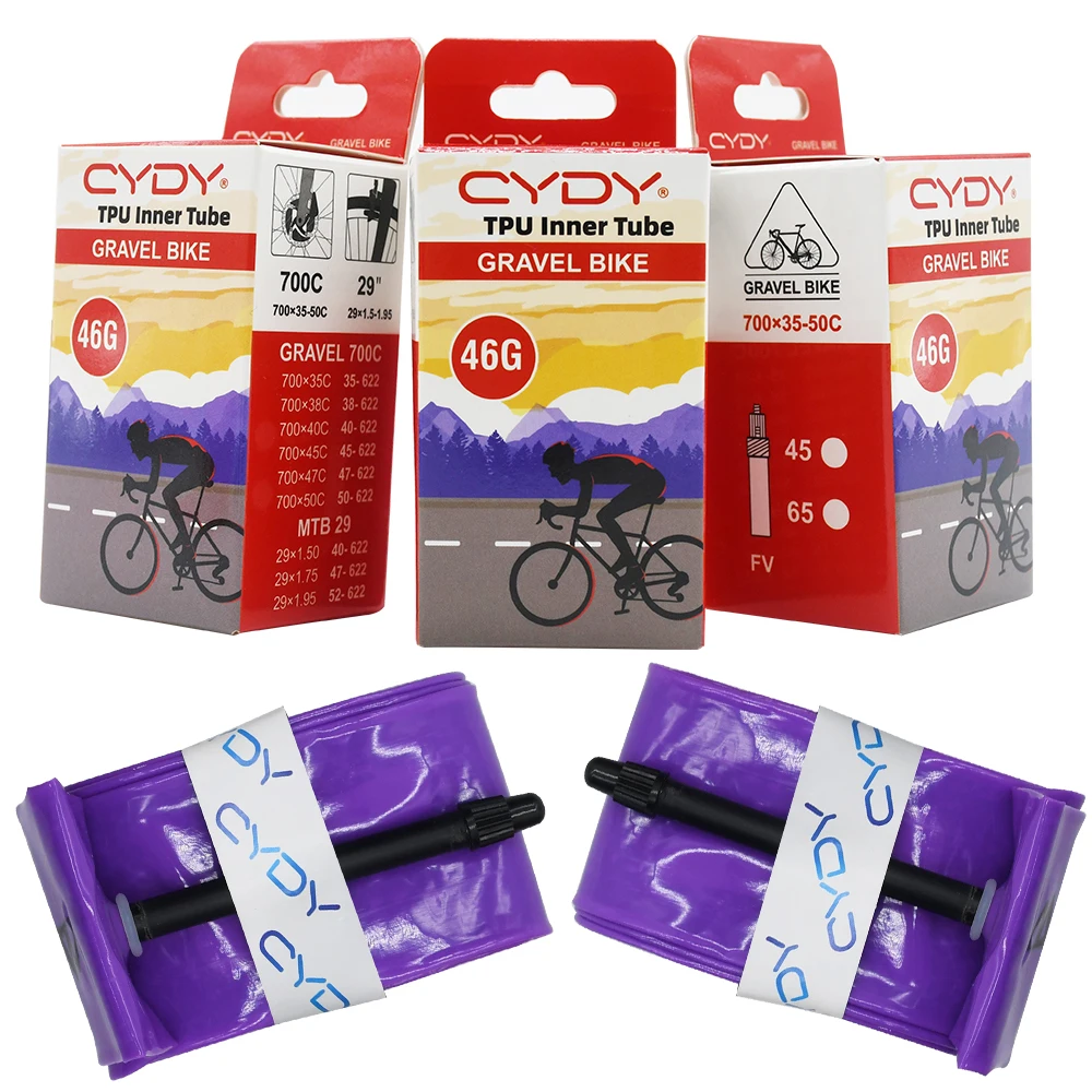 46g CYDY TPU Inner Tube 700C GRAVEL Bike 700x35-50C For 35C 38C 40C 45C 50C Tire Bicycle Camera MTB 29x1.5-1.95 pneu aro Tyre