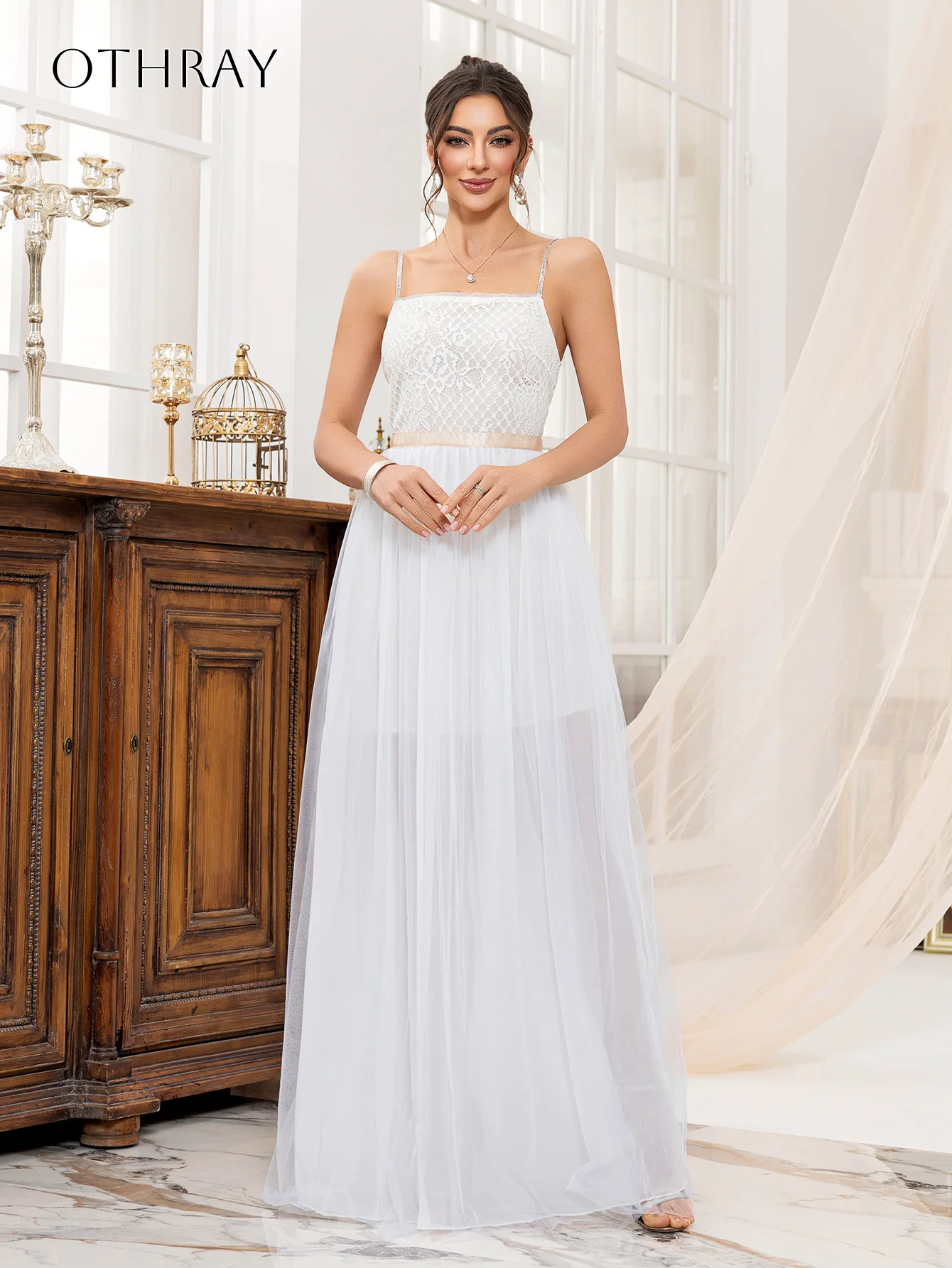 Alças de espaguete renda a linha vestido de noiva sem mangas plissado tule tornozelo comprimento personalizado vestidos de novia