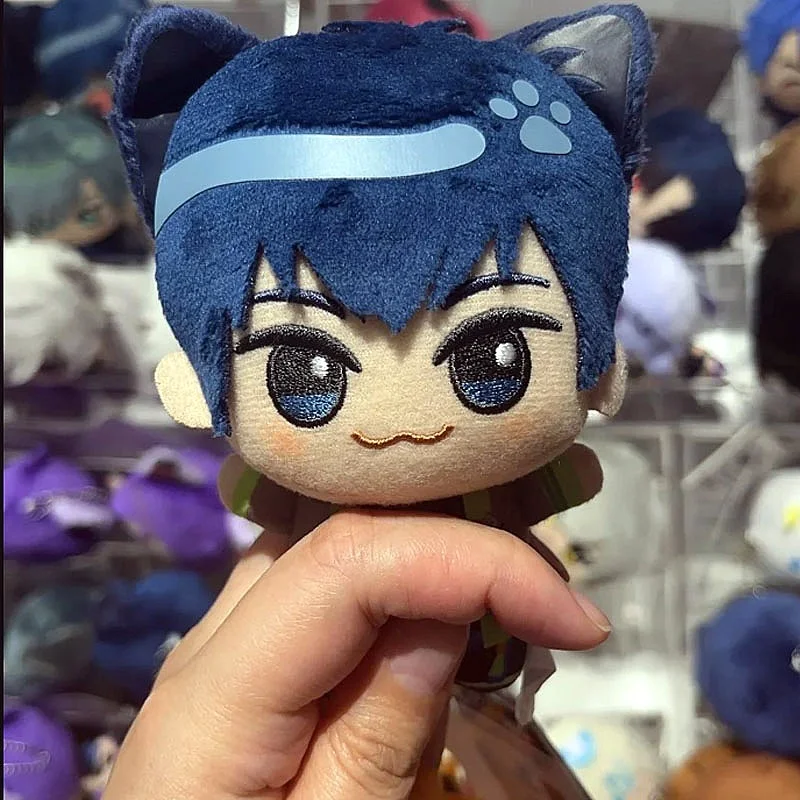 Llavero de peluche oficial Bandai de 10 cm de la serie Blue Lock con orejas de gato, en stock, Isagi Nagi Hiori Yo, colgante para mochila, juguete lindo, regalo