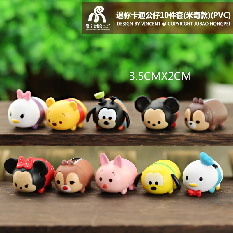 10pcs/Lot Disney Tsum Mini Mickey Donald Winnie Dumbo Stitch Olaf The Pooh Tigger Goofy PVC Christmas Gift Children Kid Doll Toy