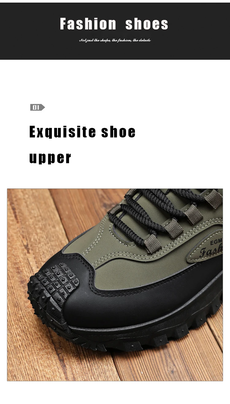 Herren-Outdoor-Wanderschuhe mit Farbblockdesign, bequemem Futter, flexibler, rutschfester, gezahnter Außensohle, hervorragendem Halt, geeignet für Outdoor-Wanderungen, Freizeitaktivitäten, Bergsteigen und Camping. – Detail 4