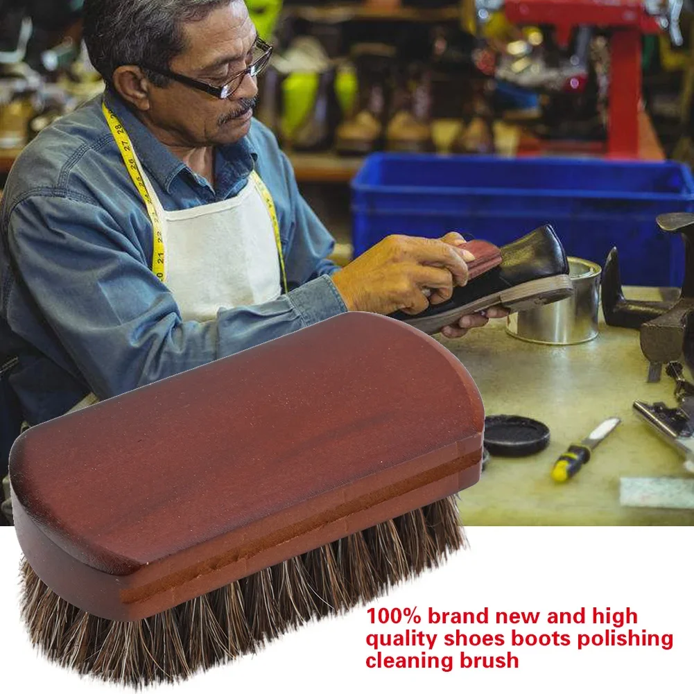 Shoes Boots Polishing Buffing Cleaning Brush With Wooden Base Dust Dirt Removal Shoe Accessory