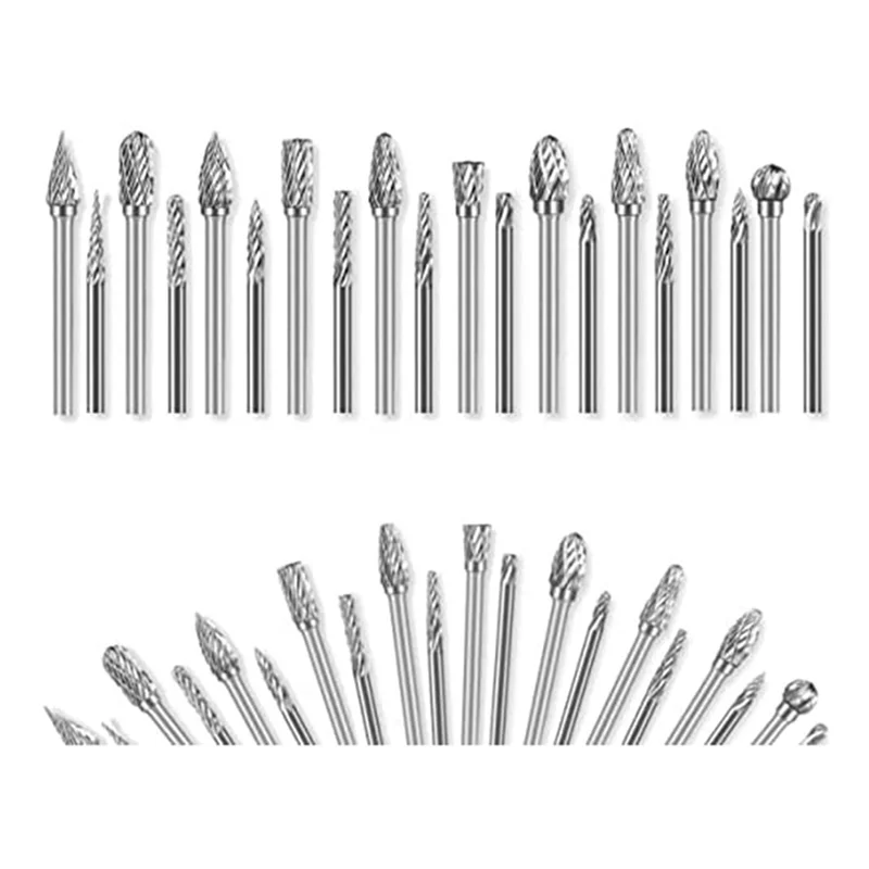 

AB06 Carbide Burr Set,1/8Inch(3Mm) And 1/4Inch(6Mm) Head Length,For Woodworking,Engraving,Metal Engraving,Drilling,Polishing