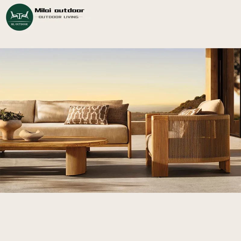 

Luxury Modern Outdoor Teak Furniture Set Wicker & Rattan Garden Sofa For Living Room Courtyard Hotel & Villa For Poolside