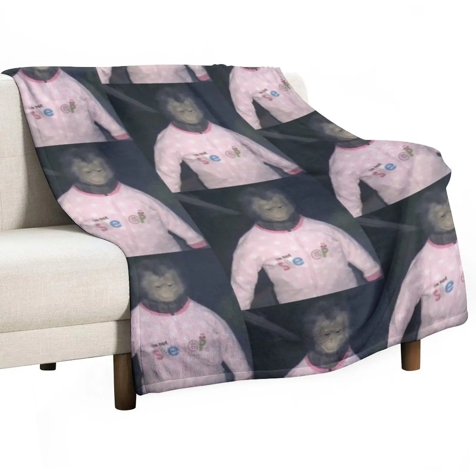 I'm not sleepy monkey Throw Blanket Fluffy Softs Decorative Beds wednesday Blankets