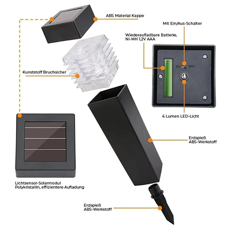 4 PCS De-Icing Light Solar Outdoor Garden Lamp White Light Solar Powered Solar-Powered De-Icing Light