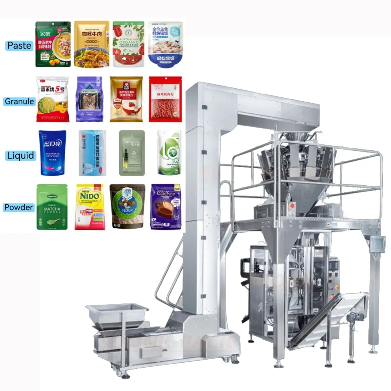 Vertical Packaging Machine Servo Motor Stable Running for Nut Packaging Pouch Sealing Machine for Food Manufacturing Plant