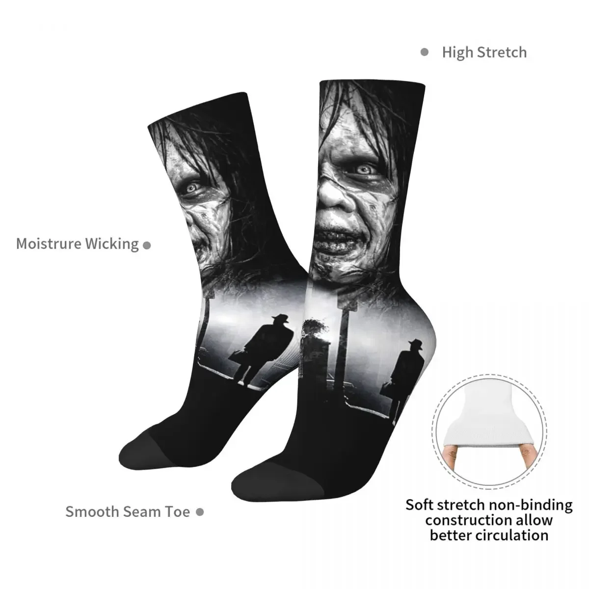 The Exorcist Socks Harajuku Sweat Absorbing Stockings All Season Long Socks Accessories for Unisex Birthday Present