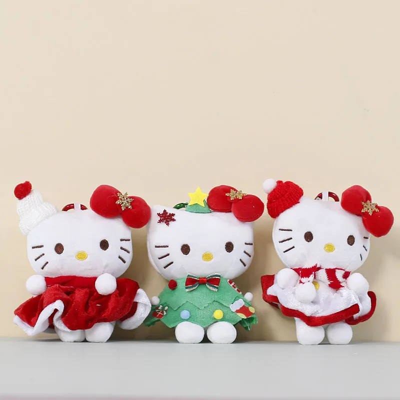 

13cm For Hello Kitty Christmas Plush Doll Keychain Toy Backpack Pendant Hanger Keychain Doll Figurine Gift for Girl Women