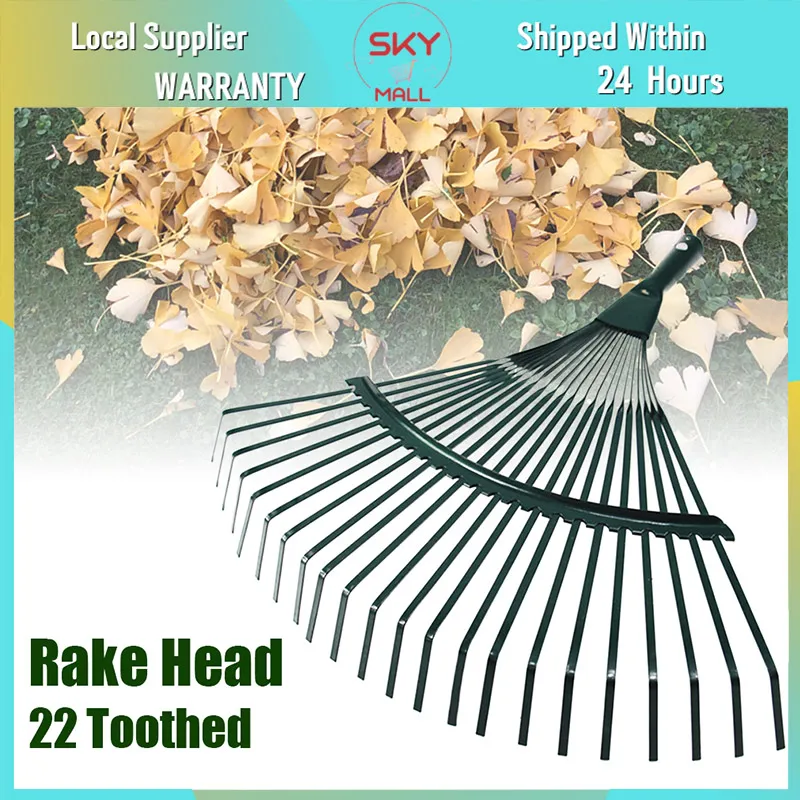 1Pc Durable 22-Tooth Garden Rake for Gardeners Grass Farming Rake Garden Leaf Rake Iron Potting Landscapers Reliable Tools