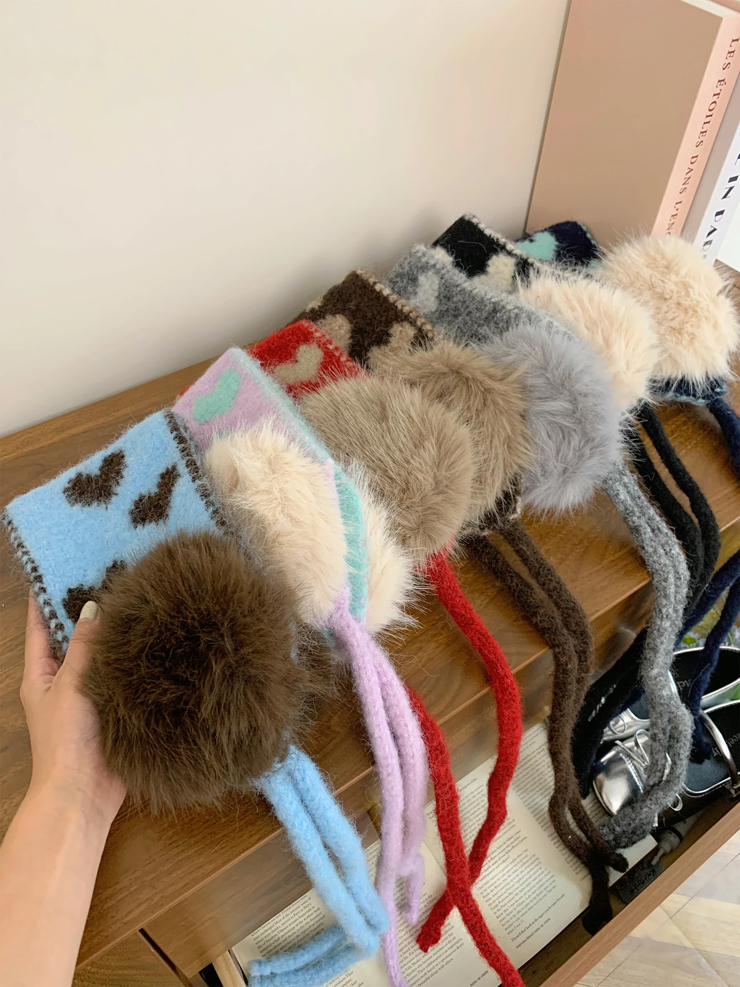 2026-new-sweet-heart-shaped-plush-ear-muffs-women's-winter-fleece-lined-warm-ear-covers-windproof-tied-ear-pads-for-commuting