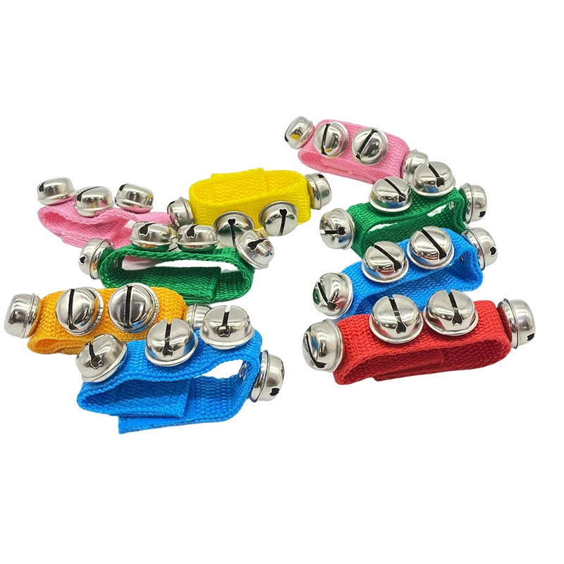 Treeyear 2Pcs Wrist Band Jingle Bells Musical Rhythm Toys,10 Colors,Musical Instruments for School(Random color)