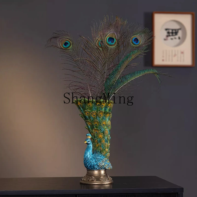 FG Creative Peacock Vase Ornament Flower Arrangement Entrance Modern Home Desktop Premium Living Room Housewarming Gift