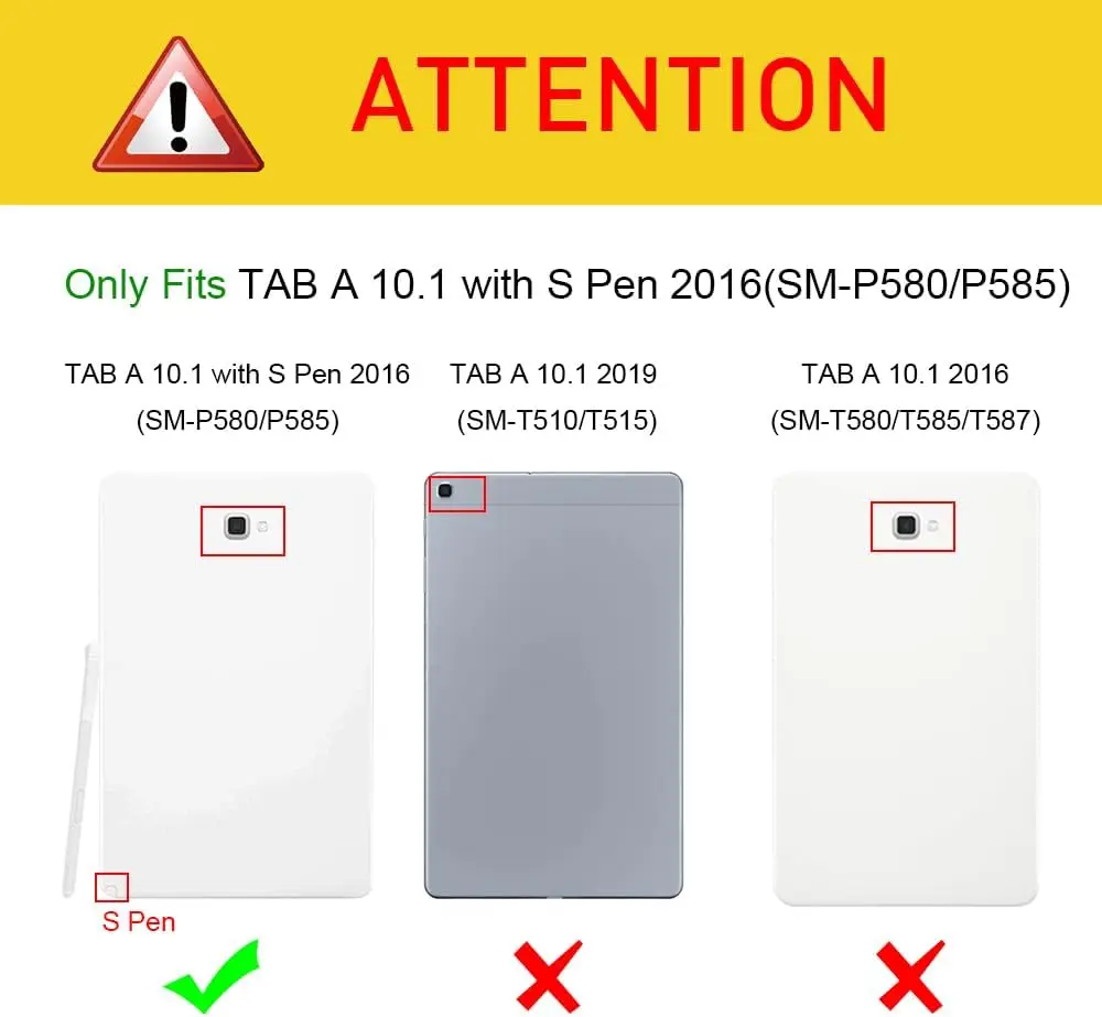 Case for Samsung Galaxy Tab A 10.1 with S Pen 2016 10.1 Inch (Model SM-P580/P585), Ultra Lightweight Protective Stand Cover