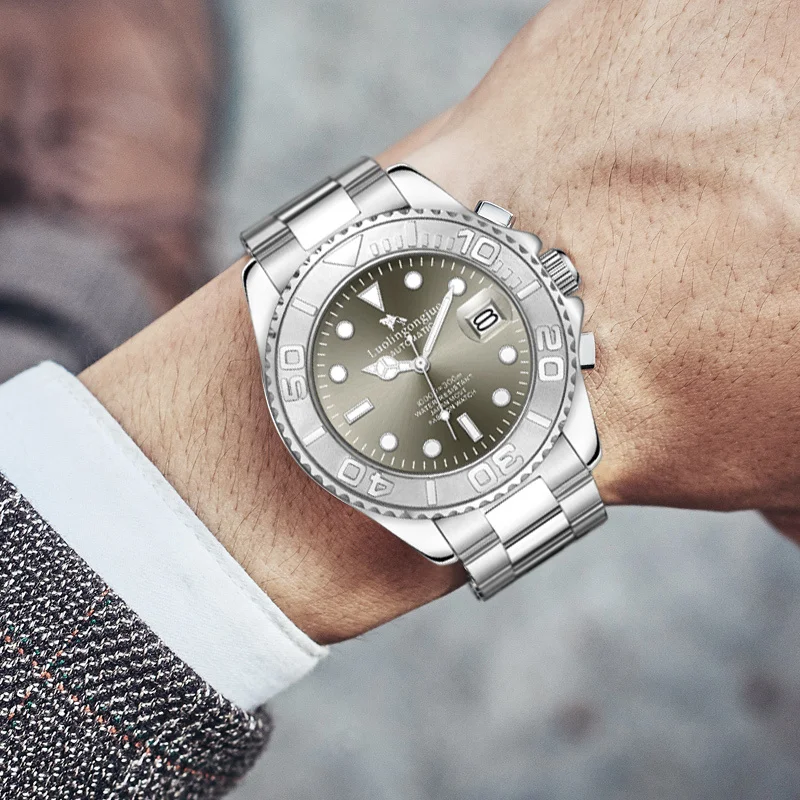 

Мужские механические часы ведущего бренда, дизайн «скелет», ремешок из нержавеющей стали, высококачественные, самые продаваемые мужские часы, полностью автоматические механические часы, водонепроницаемый календарь, модные повседневные универсальные персон