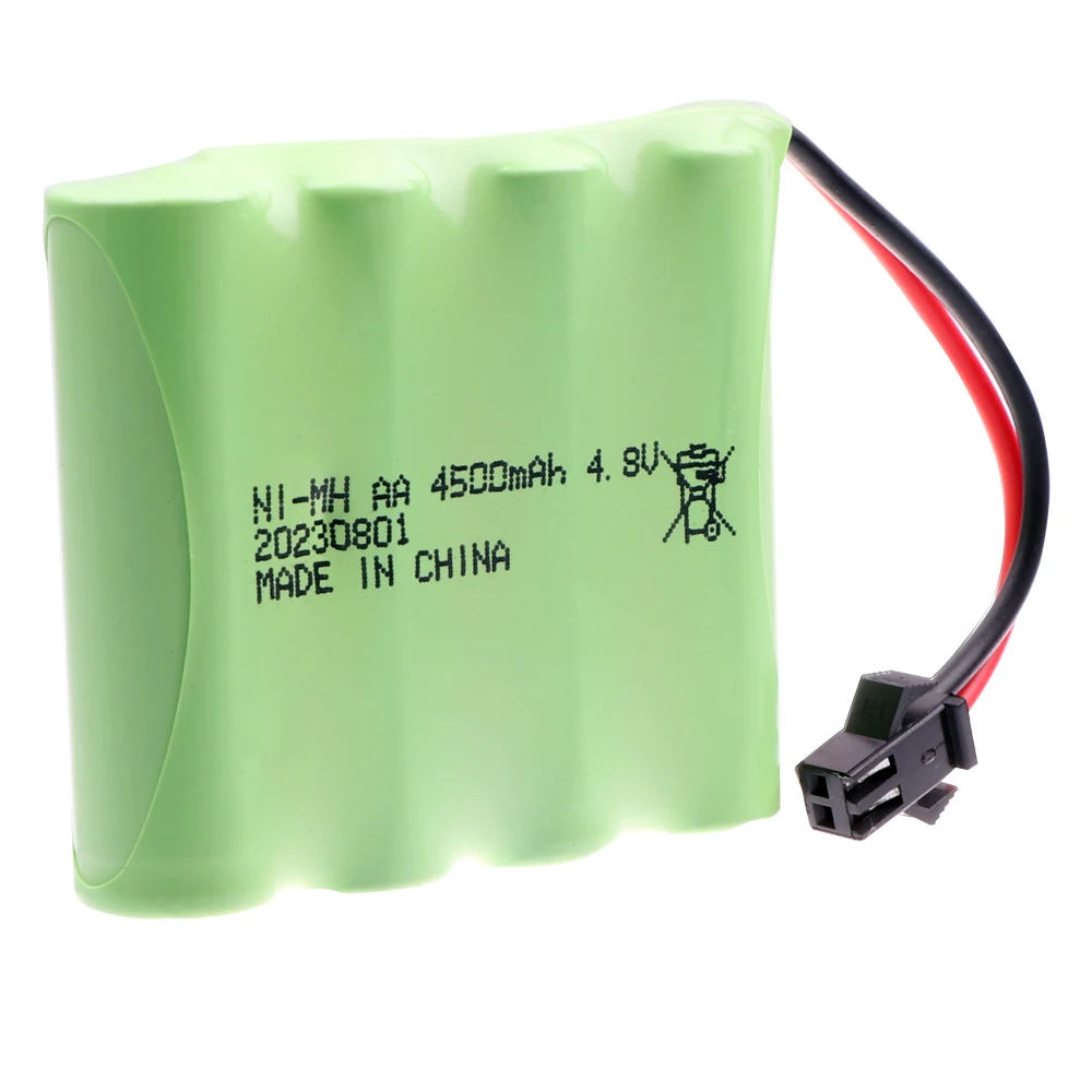 Baterai dan pengisi daya AA 4.8v 4500mah, untuk mainan Rc tangki robot perahu senjata Ni-MH AA 4.8v kemasan baterai isi ulang dengan colokan SM