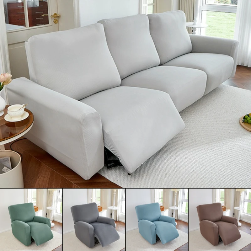 1/2/3 Seater Stretch Corduroy Recliner Sofa Cover Full Wrap Electric Chivas Sofa Slipcover Removable Washable Couch Protector