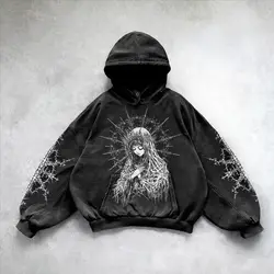 Harajuku angel girl print hoodies women y2k tops oversized goth new goth streetwear hoodie sweatshirt couples gothic clothes