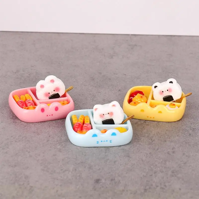 1 set fantasiespel speelgoed voor kinderen miniatuur simulatie rijstbal maaltijd speelset doe-het-zelf decoratie realistisch draagbaar Bento-voedselmodel