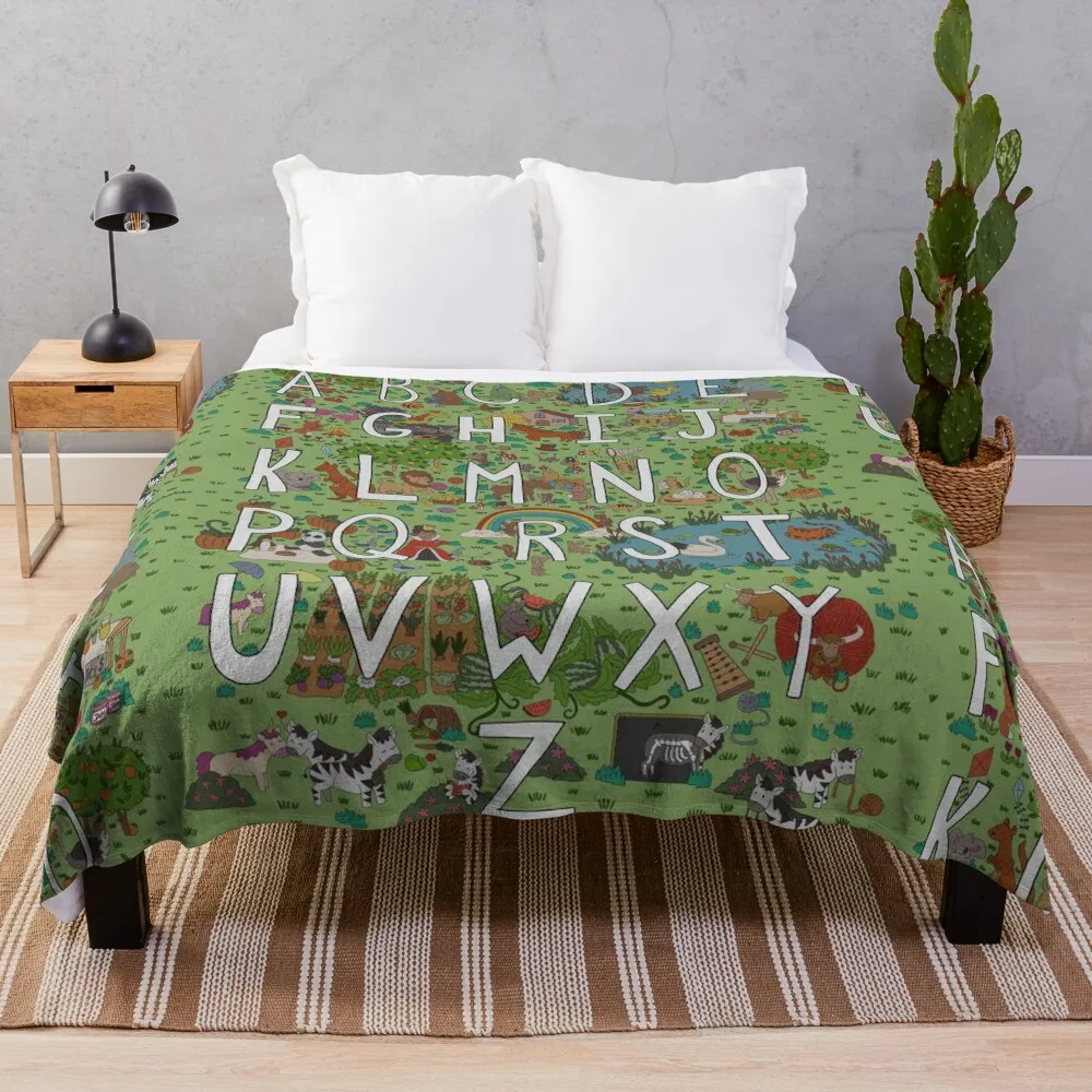 Alphabet Garden Throw Blanket Retros Bed Fashionable Soft Beds Blankets