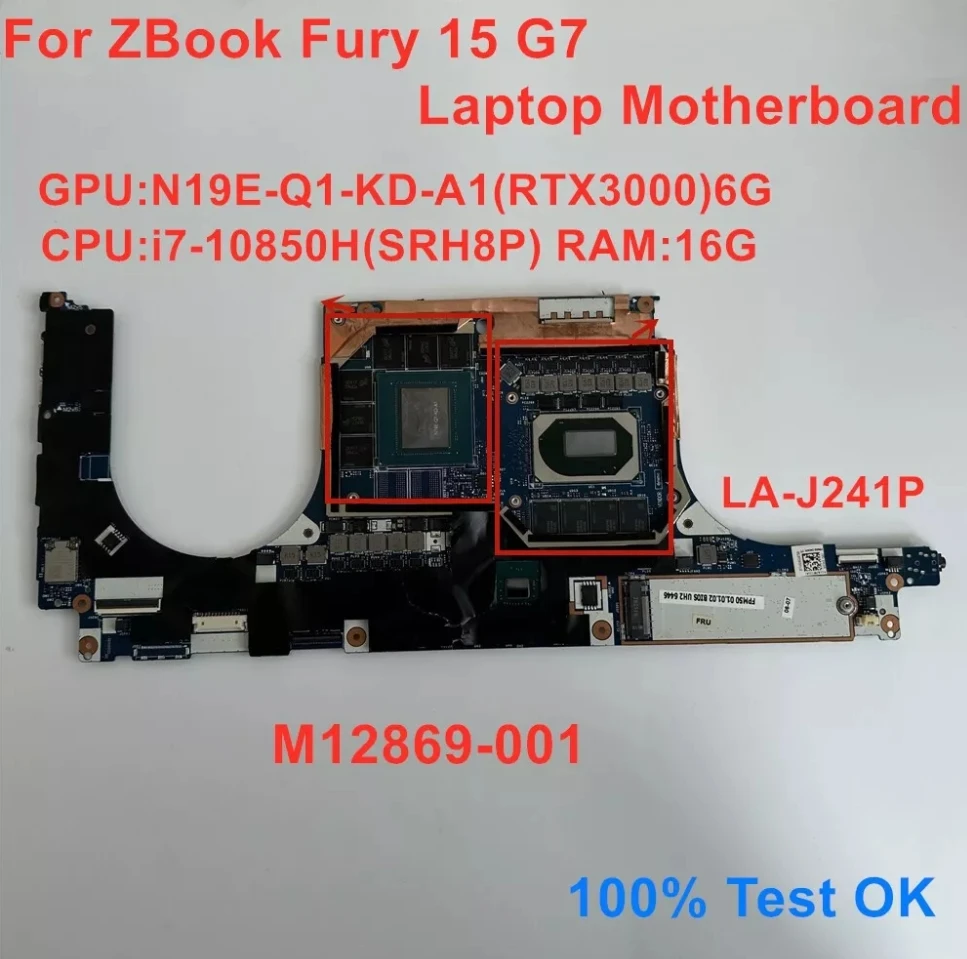 New For HP ZBook Fury 15 G7 Laptop motherboard compatible CPU i710750H I710850H I910885H GPU RTX2060 RTX2070 RTX3000 SN LA-J241P