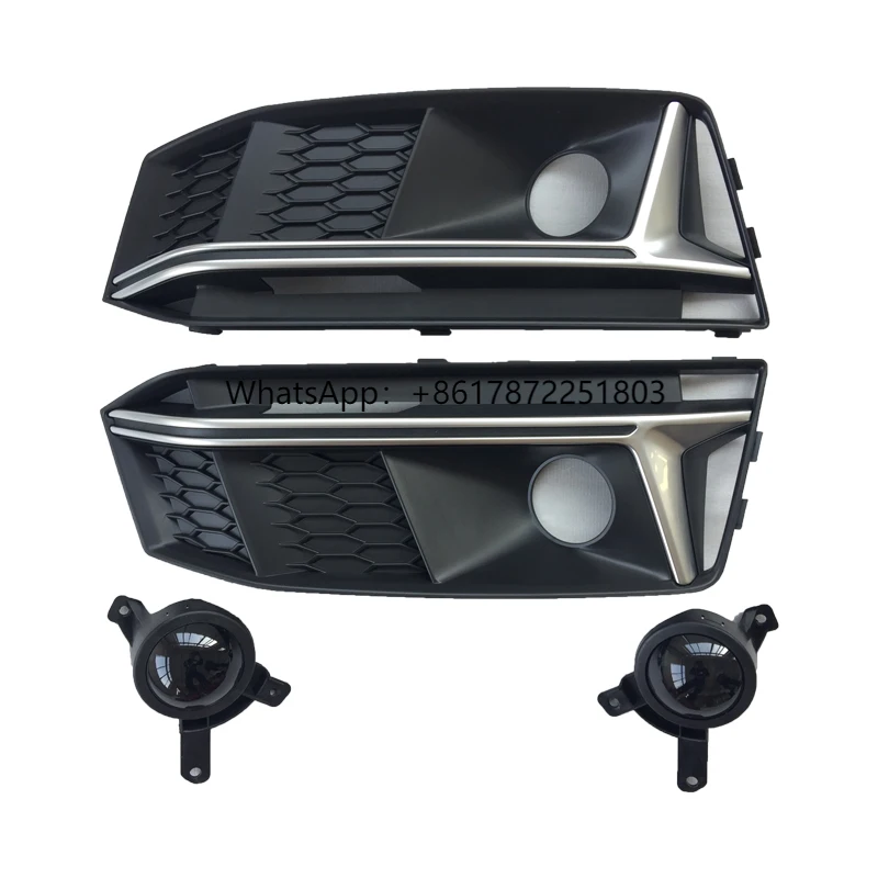 

Sports Version ABS Glossy Black Car Fog Honeycomb Mesh Grille with Out ACC Fog Light Grille for A4 2017