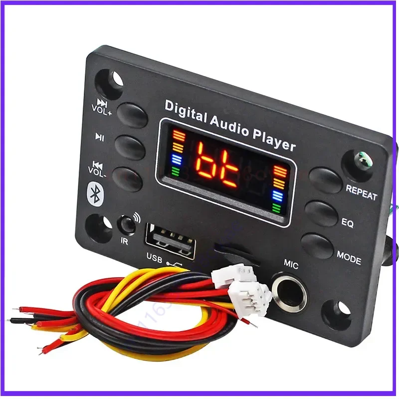 Multifunctional Bluetooth MP3 Decoder Board FM Mic USB AUX Amplifier Board for Car Audio DIY  5pcs