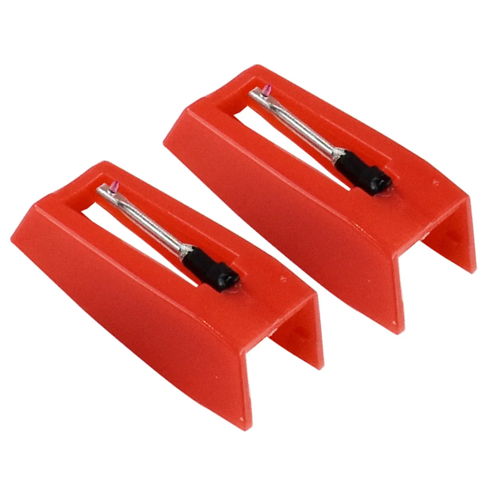 1 زوج الأحمر خمر القرص الدوار إبرة القلم استبدال الحاكي مشغل تسجيل ملحق سهلة التركيب إبرة الماس المخروطية #4