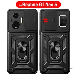 Capa For Realme GT Neo 5 Case Slide Camera Lens Protection Ring Stand Back Cover for Xiaomi Realme GT Neo 5 Armor Funda