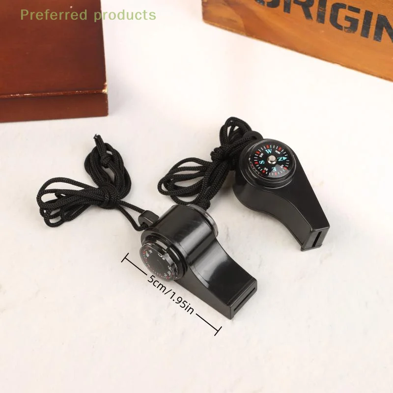 3in1 Temperature Mini Compass Whistle Multifunctional Outdoor Survival Whistle Camping Hiking Survival Whistle Compass Tools