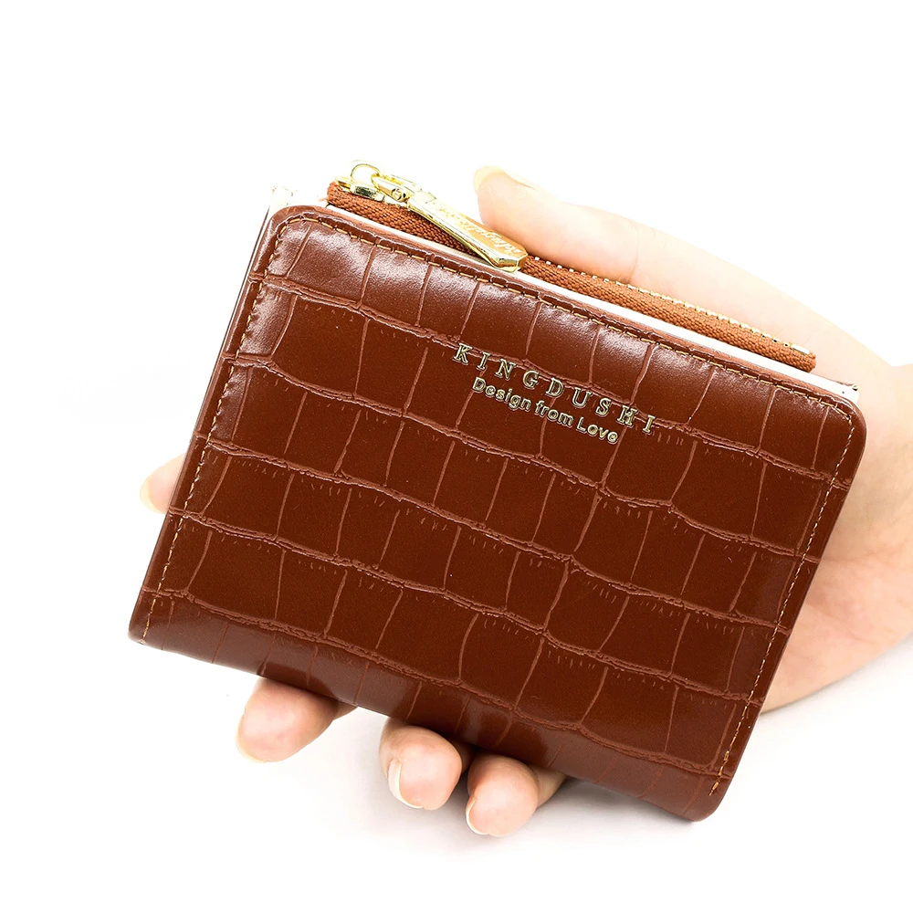 New Women's Short Wallet Fashion Simple PU Leather Zipped Coin Purse Candy Colour Women Multi Card Slot Card Bag Wallet