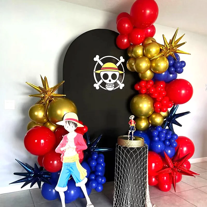 Coole One Piece Themen-Luffy Folienballons Bogen-Girlanden-Set Latexballons Zahlenballons Geburtstag Babyparty Partyzubehör