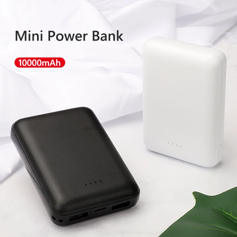 

Portable Power Bank 10000mAh 2 USB Ports Portable Charger Powerbank for iPhone 16 8 Xiaomi Samsung Huawei External Spare Battery