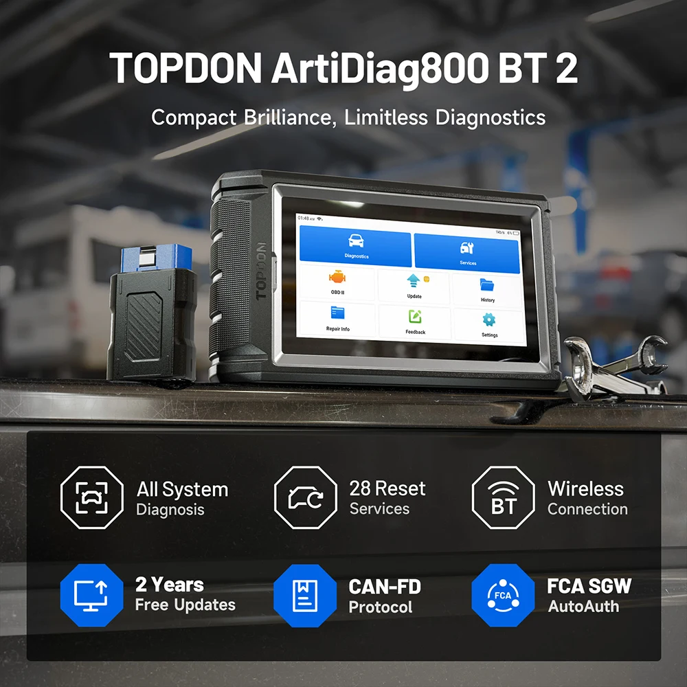 

TOPDON AD800BT 2 Full-System 6 Inches Car Diagnostics Tool 28+ Maintenance Services Auto Wireless Bluetooth Diagnostics Tool