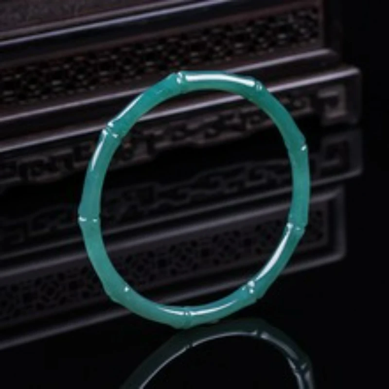 

Натуральный нефрит, голубая вода, трехмерная резьба, бамбуковый браслет, ледяной жадеит, ювелирные изделия, очаровательные браслеты для девочек, аксессуары, подарок